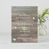 Rustige groene blauwe vlinder bruiloft kaart (Staand voorkant)