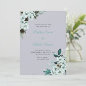 Rustige groene bloemen Boho Cloudgrijze Trouw Kaart (Staand voorkant)