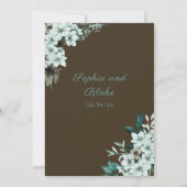Rustige groene bloemen Boho hout bruiloft Kaart (Achterkant)