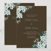 Rustige groene bloemen Boho hout bruiloft Kaart (Voorkant / Achterkant)