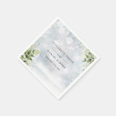 Rustige groene bloemen winter sneeuwvlokken servet (Hoek)