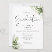 Rustige groene bloemrijke elegante foto afstuderen kaart (Voorkant)