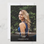 Rustige groene bloemrijke elegante foto afstuderen kaart (Achterkant)