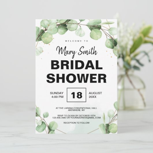 Rustige groene boho elegant vrijgezellenfeest brui kaart (Staand voorkant)