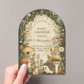 Rustige Groene Bos Baby Shower Acryl Uitnodigingen (Insitu (Draagbaar))