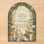 Rustige Groene Bos Baby Shower Acryl Uitnodigingen (Voorkant)