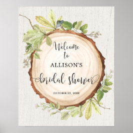 Rustige groene bos bruiloftsshower welkom poster