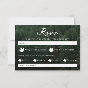 Rustige groene bos foto achtergrond bruiloft RSVP kaartje