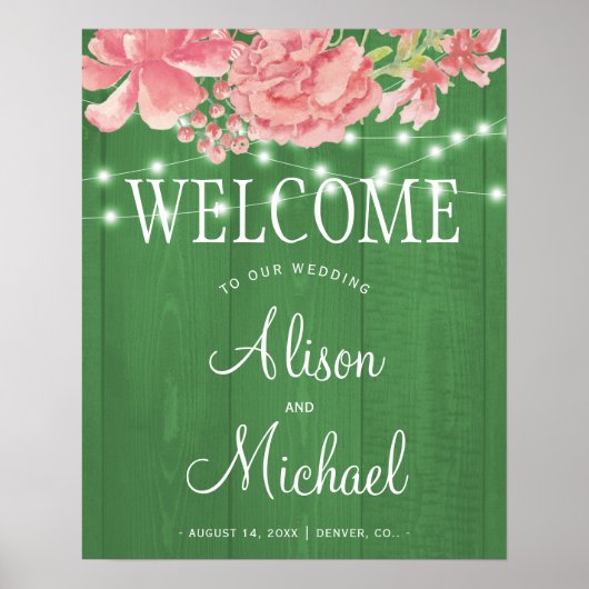 Rustige groene bruinschuur, welkomstbord poster (Voorkant)