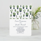 Rustige groene cactus in bloempotten patroon bruil kaart (Staand voorkant)