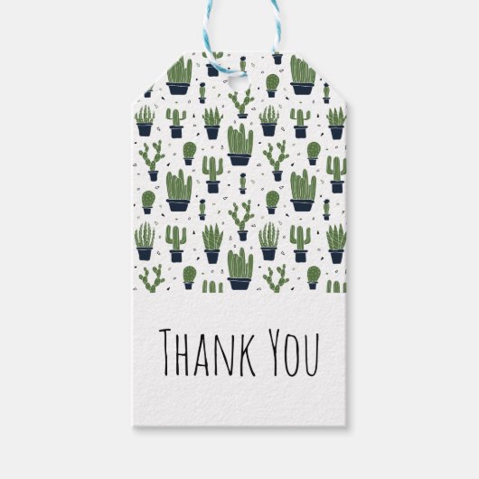 Rustige Groene Cactus Woestijn Patroon Bedankt Cadeaulabel (Voorkant)