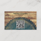 Rustige groene cirkelzagen Carpentry QR Code Front Visitekaartje (Voorkant)