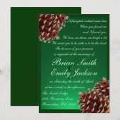 Rustige groene dennenappeluitnodigingen voor een a kaart (Voorkant / Achterkant)