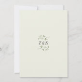 Rustige groene elegante gouden boog monogram bruil kaart (Achterkant)