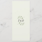 Rustige groene elegante monogram trouwdiner menu (Achterkant)