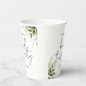 Rustige groene elegante script bruidstheepartij papieren bekers (Rechts)