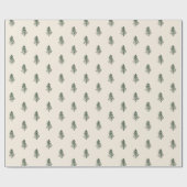 Rustige groene en beige dennenbomen Kerstmis Cadeaupapier (Vlak)