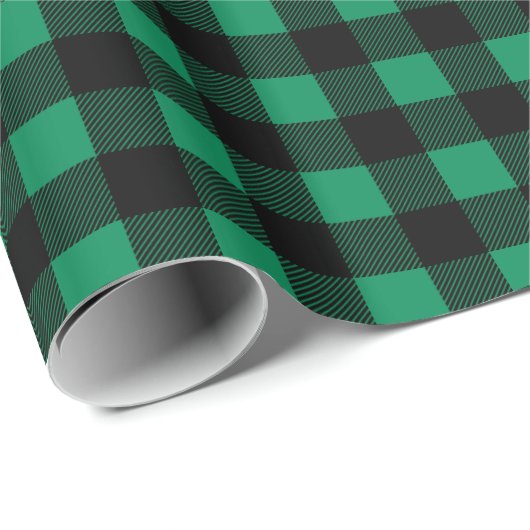 Rustige groene en zwarte buffelkerst cadeaupapier (Rol Hoek)