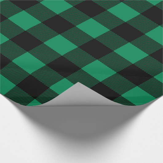 Rustige groene en zwarte buffelkerst cadeaupapier (Hoek)