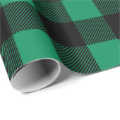 Rustige groene en zwarte buffelkerst cadeaupapier (Rol Hoek)