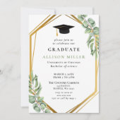 Rustige groene Eucalyptus Gold Geometric Afstudere Kaart (Voorkant)