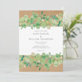Rustige groene eucalyptus slinger bruiloft kaart (Staand voorkant)