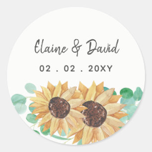 Rustige groene eucalyptuszonnebloemen Brouwen Ronde Sticker