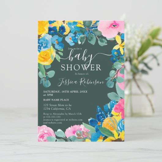 Rustige groene foto baby shower kaart (Staand voorkant)
