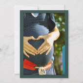 Rustige groene foto baby shower kaart (Achterkant)