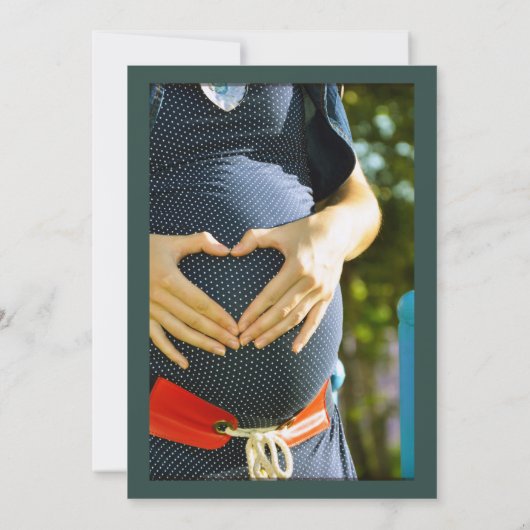 Rustige groene foto baby shower kaart (Achterkant)