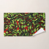 Rustige groene gele en levendige rode krommen bad handdoek (Handdoek)