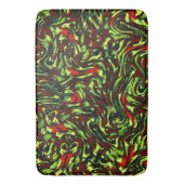 Rustige groene gele en levendige rode krommen badmat (Voorkant Verticaal)