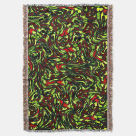 Rustige groene gele en levendige rode krommen deken