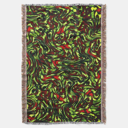 Rustige groene gele en levendige rode krommen deken (Voorkant Verticaal)