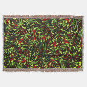 Rustige groene gele en levendige rode krommen deken (Voorkant)