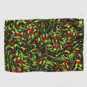 Rustige groene gele en levendige rode krommen golfhanddoek (Horizontaal)