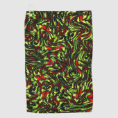 Rustige groene gele en levendige rode krommen golfhanddoek (Voorkant)