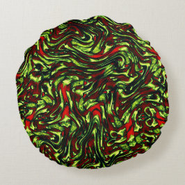 Rustige groene gele en levendige rode krommen rond kussen