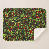 Rustige groene gele en levendige rode krommen sherpa deken (Voorkant (horizontaal))