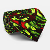 Rustige groene gele en levendige rode krommen stropdas (Opgerold)