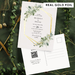 Rustige groene geometrische groene wedding echt go folie uitnodiging briefkaart