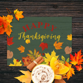 Rustige groene hout herfstbladeren Thanksgiving Briefkaart