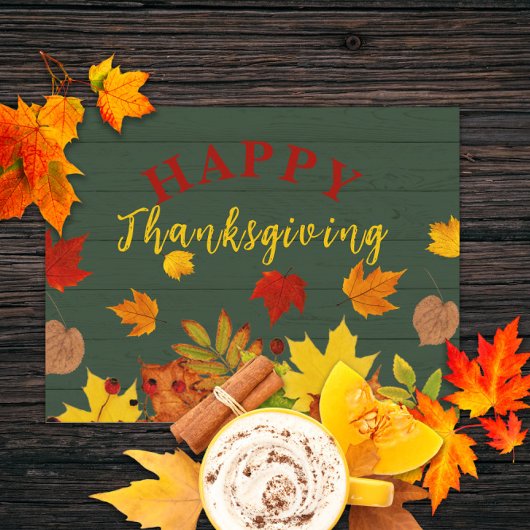 Rustige groene hout herfstbladeren Thanksgiving Briefkaart