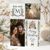 Rustige Groene Initialen Boog Prettig Kerstfeest F Feestdagenkaart