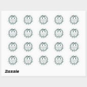 Rustige groene kerst dennenkrans retouradres ronde sticker (Vel)