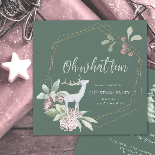 Rustige, groene kerst Oh, wat leuk hert met adem Kaart