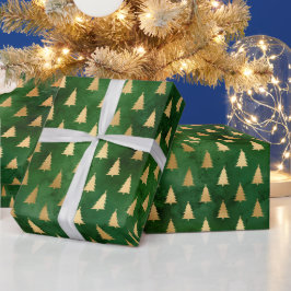 Rustige  groene kerstbomen cadeaupapier