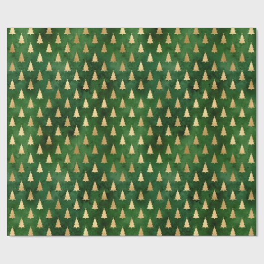 Rustige  groene kerstbomen cadeaupapier (Vlak)