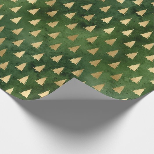 Rustige  groene kerstbomen cadeaupapier (Hoek)