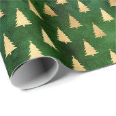 Rustige  groene kerstbomen cadeaupapier (Rol Hoek)